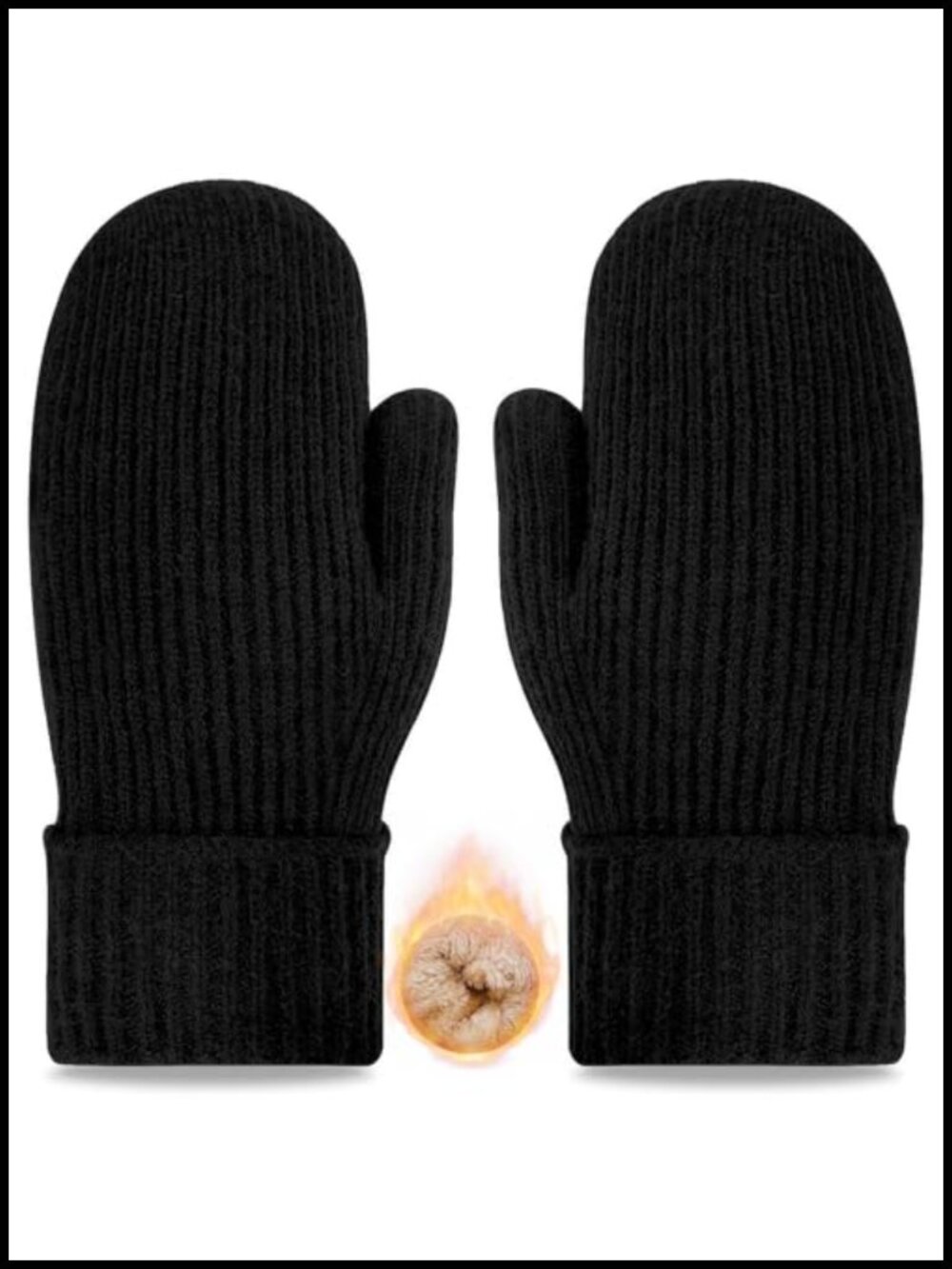 Winter Gloves Wool Fleece Lined Thermal Knit Mittens Cold Weather